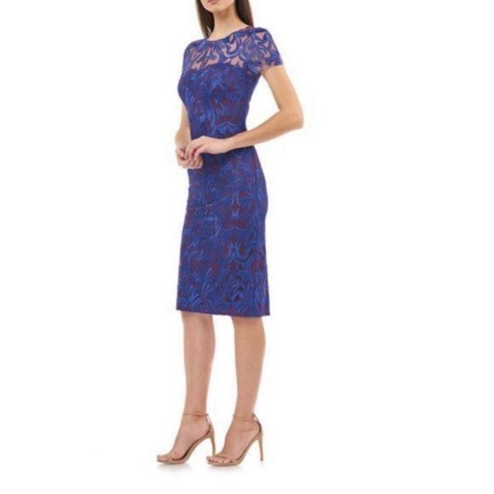 JS COLLECTIONS Embroidered Lace Sheath Dress